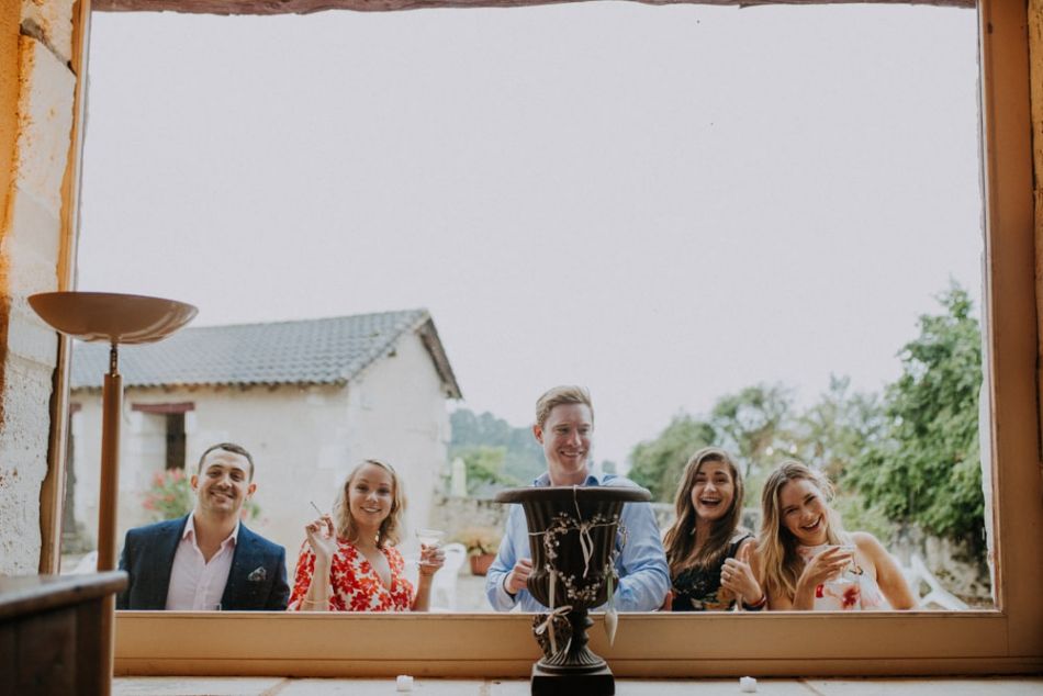 Invités dans un mariage anglais au Chateau de la Cote dans le Perigord
