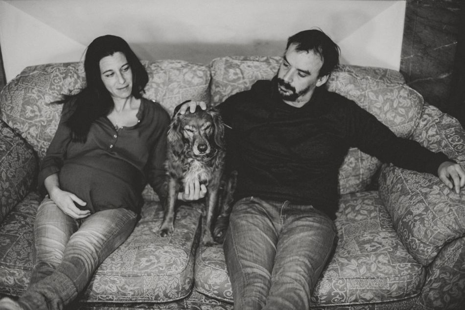 photo de famille avec le chien, grossesse, gers
